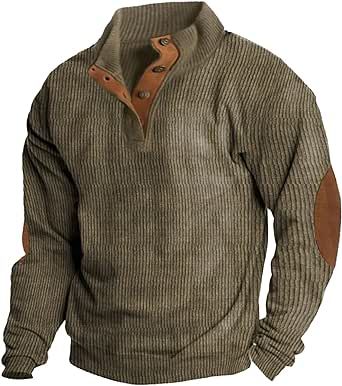 Ciewfwe Men's Long Sleeve Henley Shirts Stretch Ribbed T-Shirts Fashion Autumn Casual Long Sleeve Button Lapel Long Tops